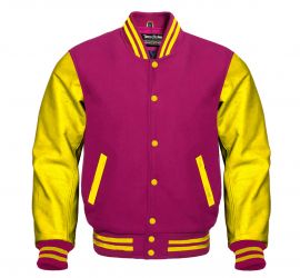 Varsity Jacket Hot Pink Yellow